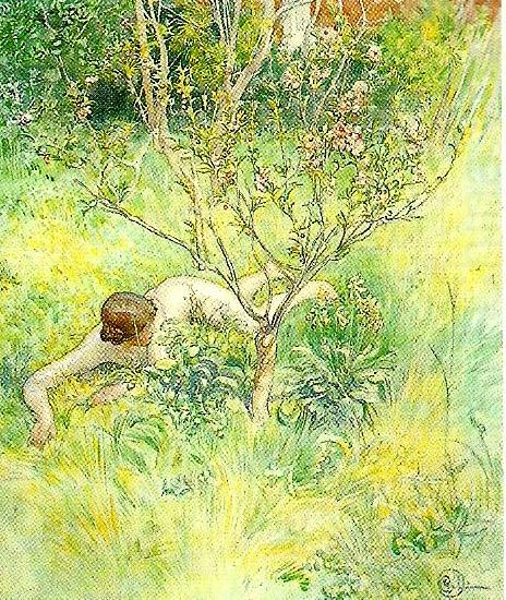 Carl Larsson naken flicka under prunusbusken china oil painting image